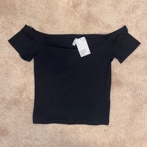 Off the shoulder black shirt